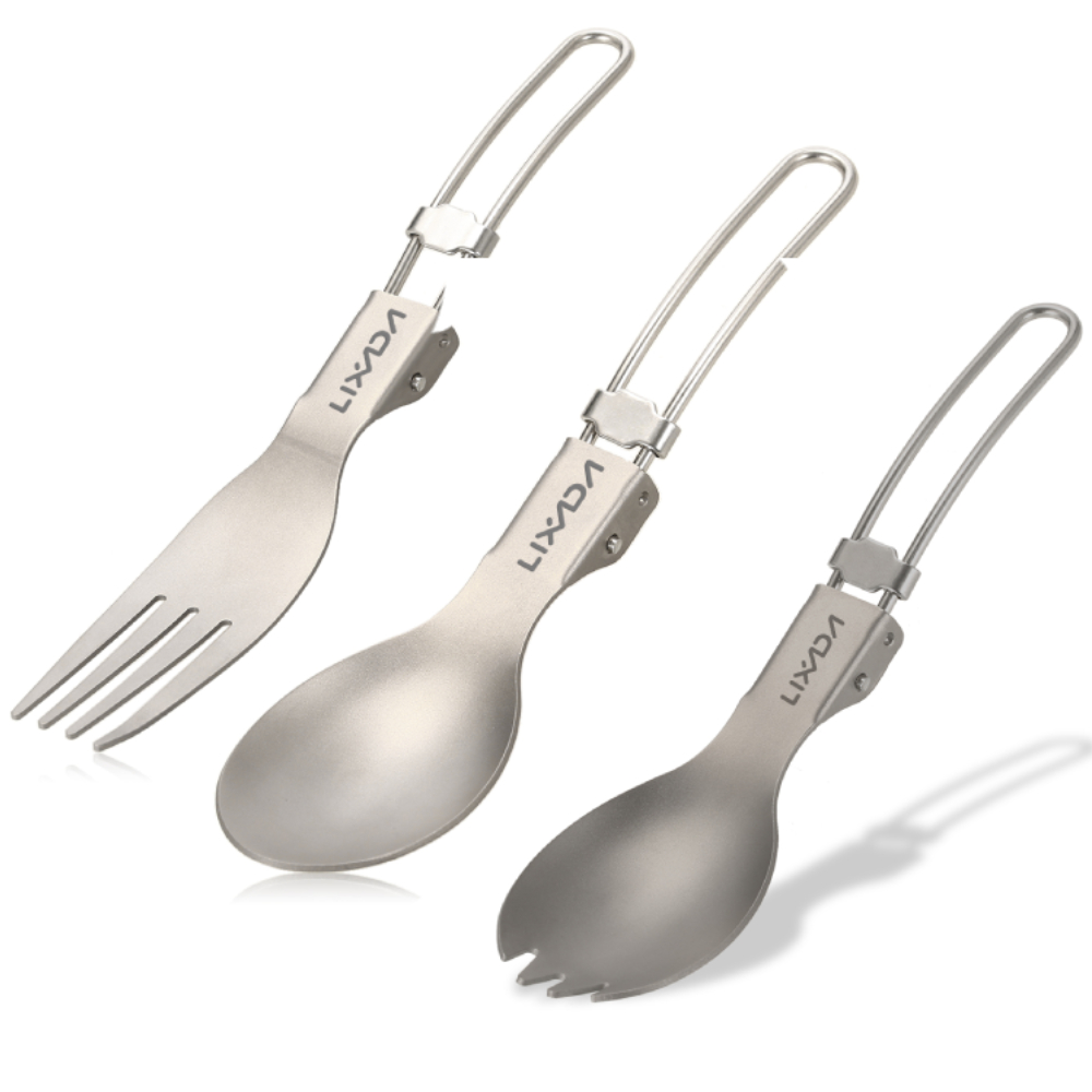 Camping Cooking Knife - Lixada Титановая складная вилка Сверхлегкая уличная