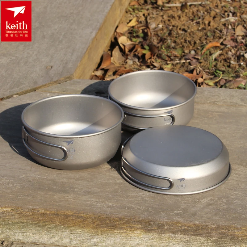 Camping Outdoor Cooking Equipment - Keith 3 шт. титановая посуда, сковороды,