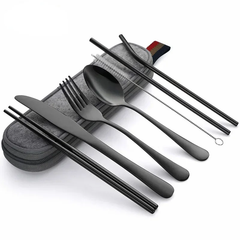 Camping Cooking Knife Set - 8 шт./набор, многоразовые дорожные столовые приборы
