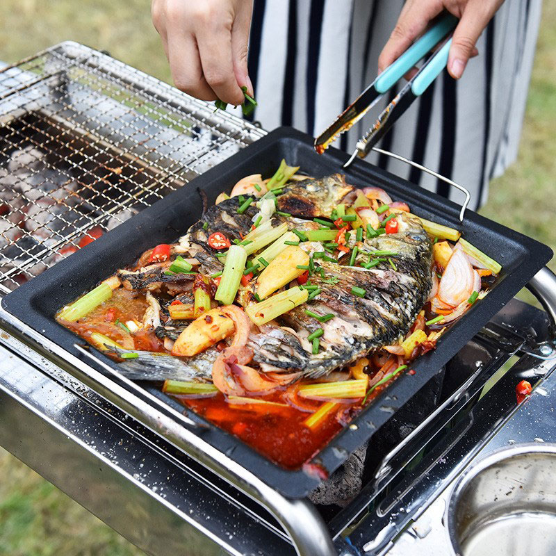 Уличная толстая квадратная ско – обзор и цена Camping Cooking Set Non Stick