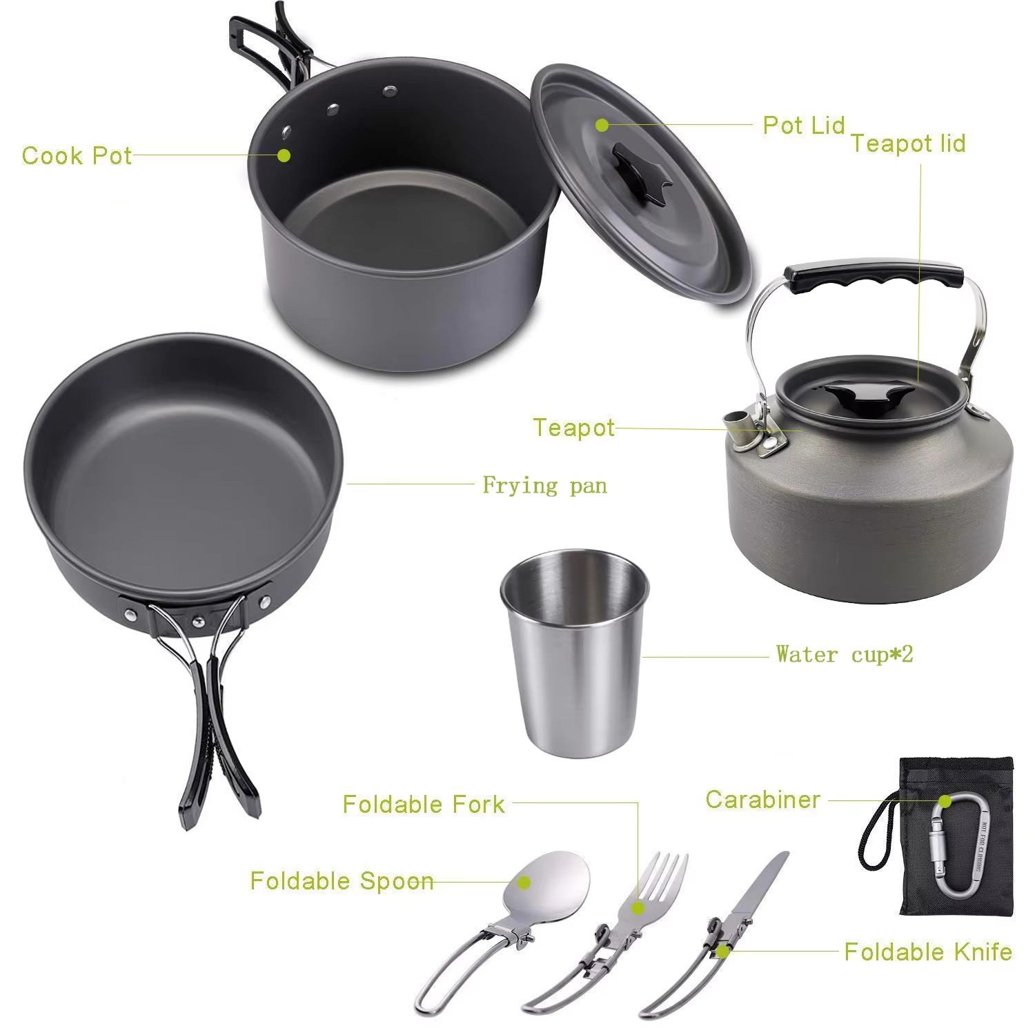 Набор для кемпинга: походная п – обзор и цена Camping Cooking Set Non Stick